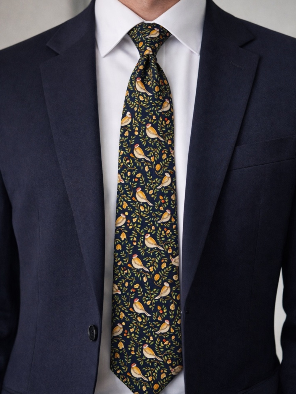 ALYNN 100% Silk Partridge Bird Print Tie Novelty Nature Mens Necktie 58'